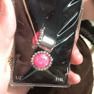 1/2 inch beautiful pink opal plugs.